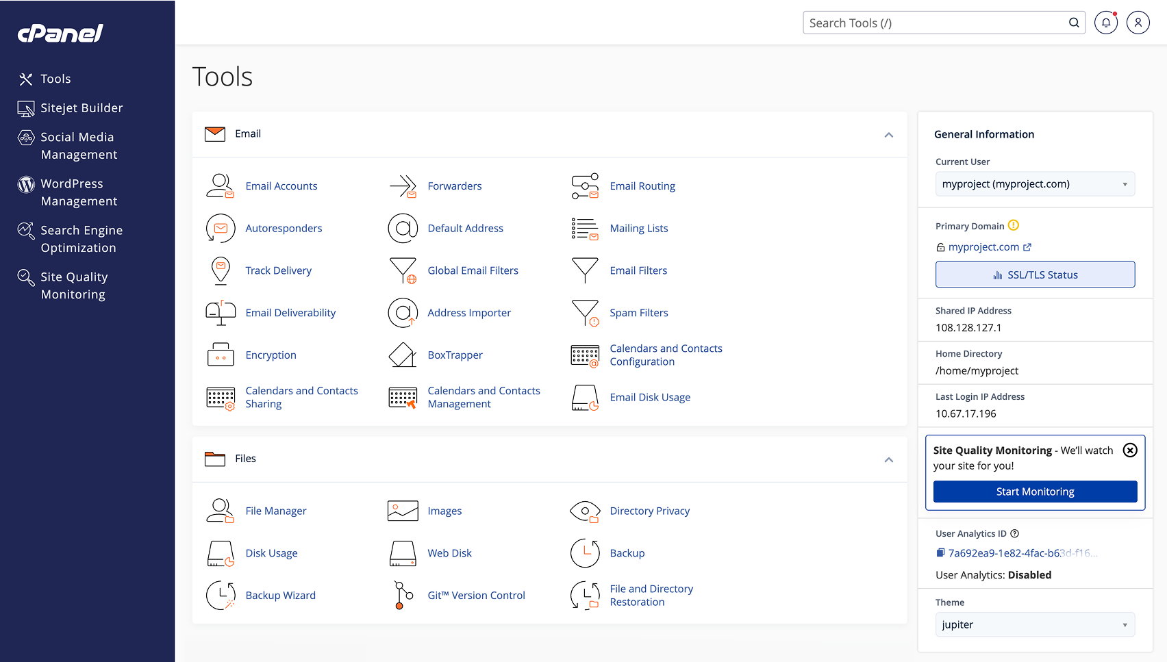 cPanel Dashboard