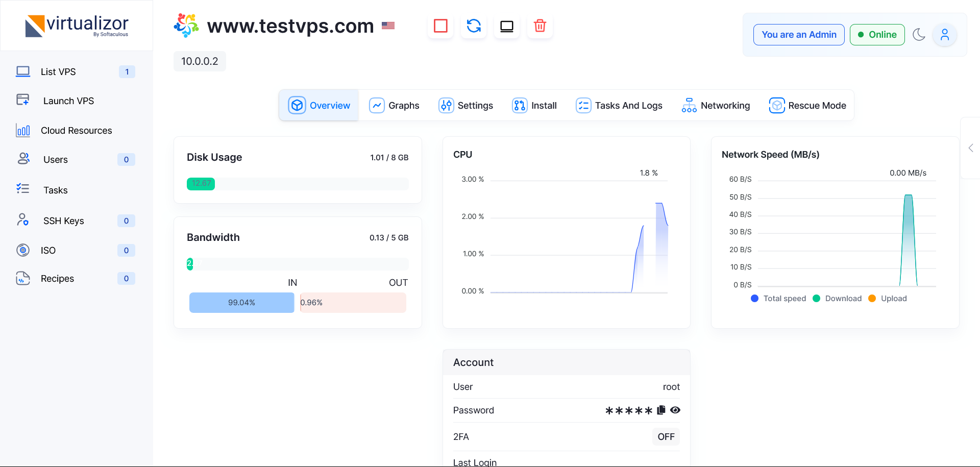 Virtualizor Dashboard